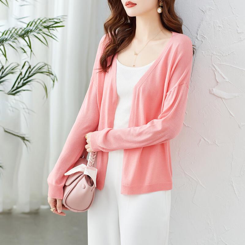 Srcr Women's Mulberry Silk Blend Thin Knit Cardigan