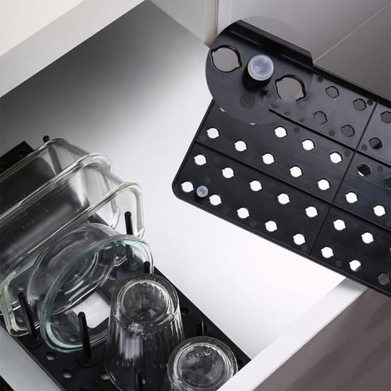 1 Set Bowl Storage Large Capacity Adjustable Black Useful Telescopic Dish Plate Drying Rack for Dish
