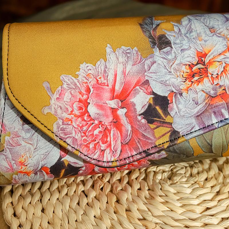 Johnature Poșete de damă Genți Cheongsam antice Versatile, vintage, cu imprimeu floral, Genți de umăr pentru femei