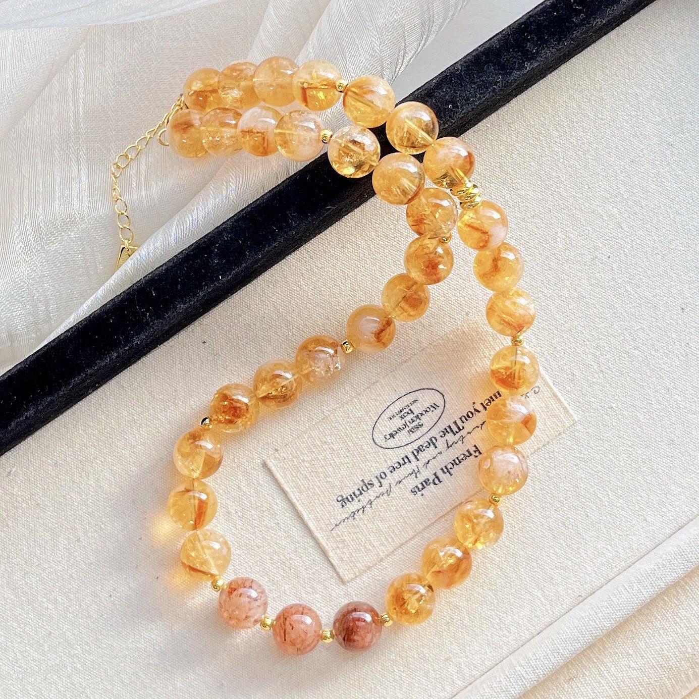 12Mm Natural Citrine Citrine Design Necklace Clavicle Chain Sweater Chain