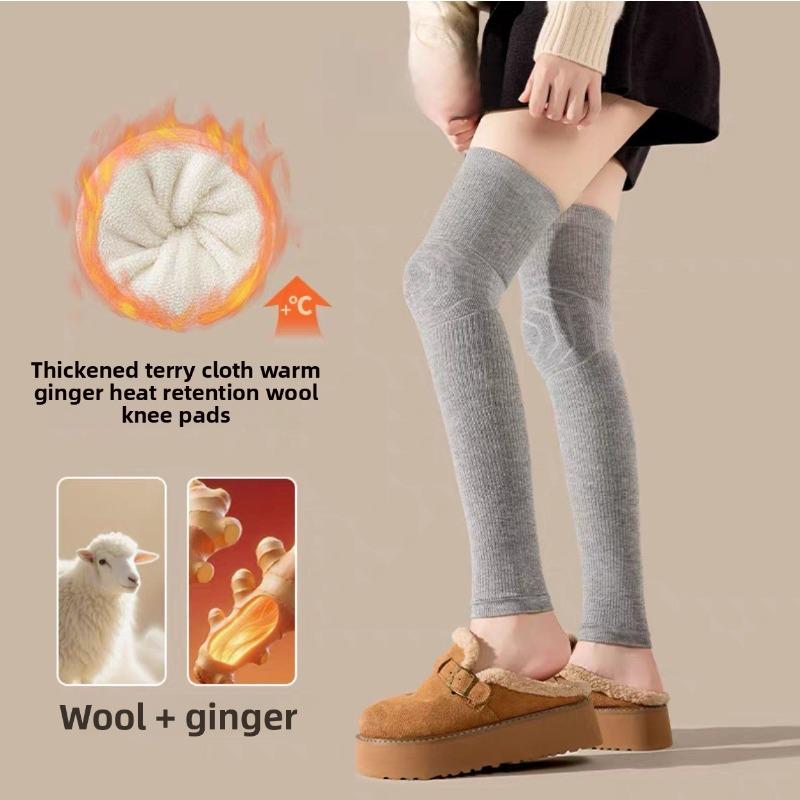 Wool Knee and Leg Protectors, Long Sleeves, Cold-proof and Anti-slip Thigh Socks, Warm Knee and Leg Protectors, Over-the-knee Socks