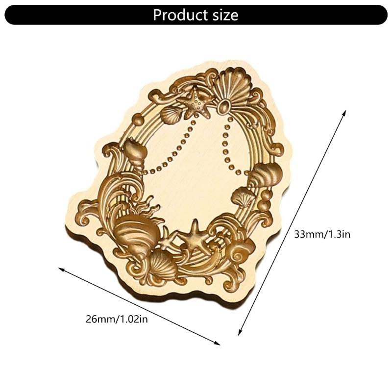 Antique Solid Brass Wax Seal Stamp Head Engraved Embossing Tool Seal Flower Frame for Handmade Letters Gift Wrapping