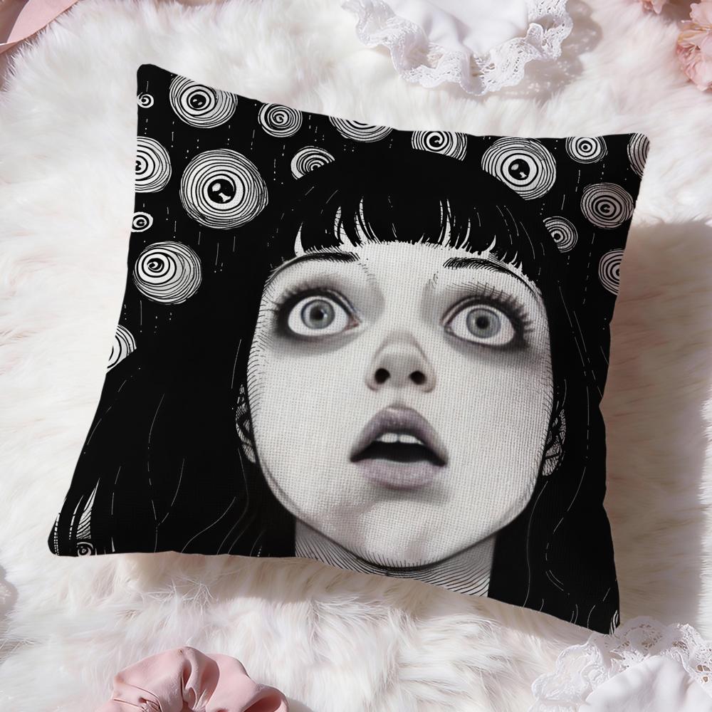 J-Junji Ito Terror Horror Cushion Cover Premium Comfort Reversible Pillow Cove -Two in One Design for Any Room & Car Interior