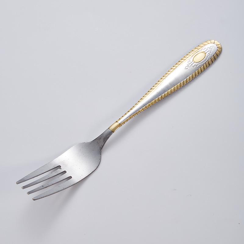 Stainless Steel Feather Pattern Spoon & Fork Set for Western Food