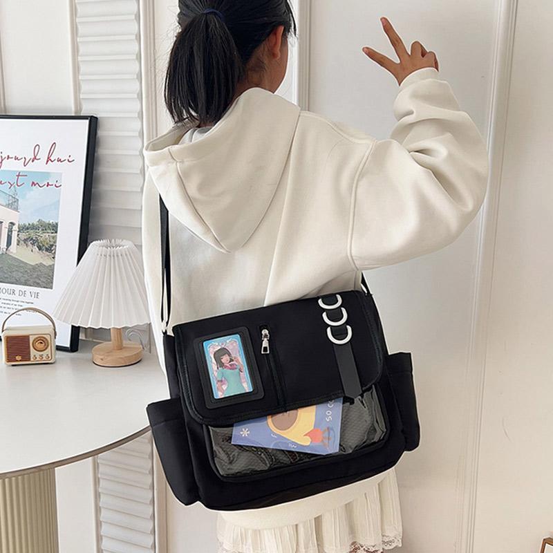 Japanese Anime Ita Bag with Character Pin Display Pocket,Harajuku Otaku Crossbody Shoulder bag,Y2k Girls Student School Tote Bag