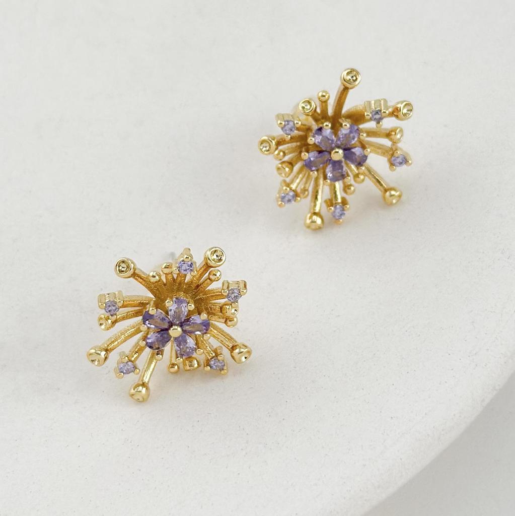 Ohrstecker mit Zirkonia-Blume zum 25. Jubiläum: Luxuriöse Micro-Paved 925 Silber Ohrringe