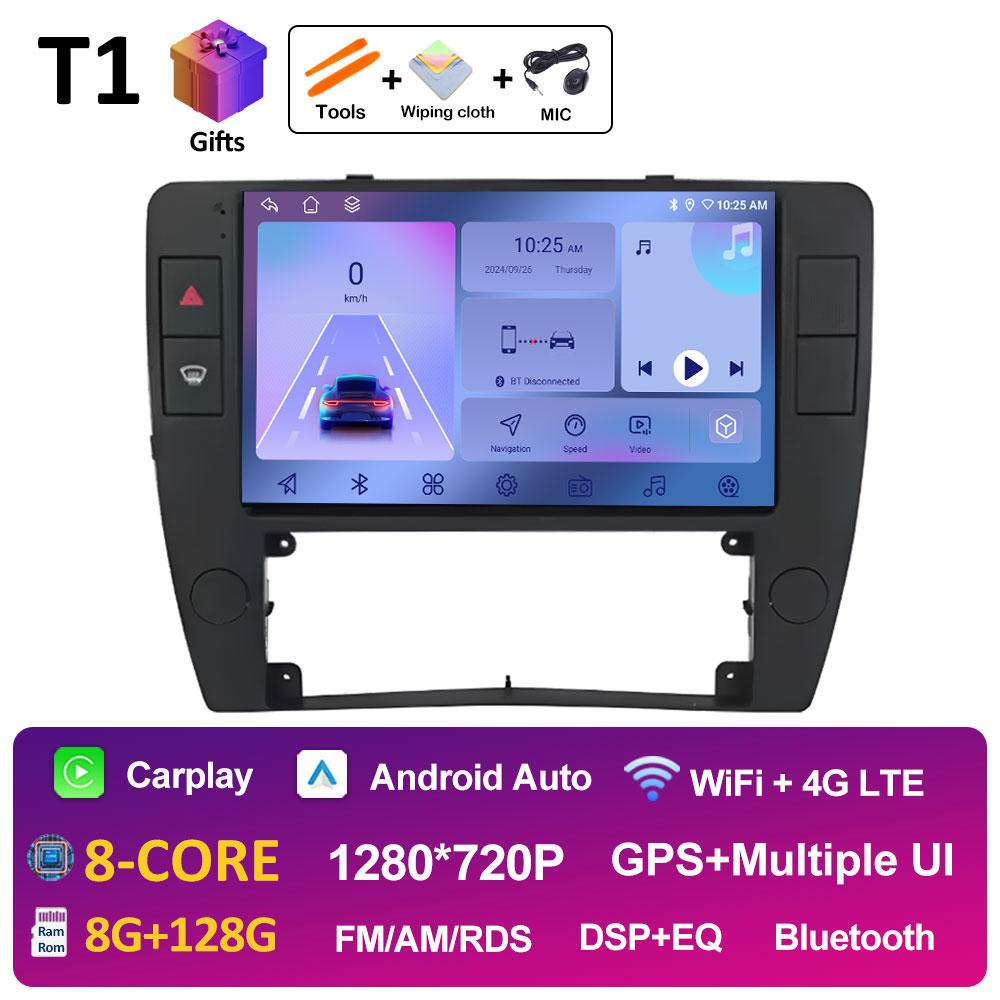 Sistem stereo wireless Carplay DSP pentru Volkswagen Passat B5 2000 2001 2002 2003 2004 2005 Android 14, ventilator de răcire, accesorii Bluetooth