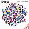 100pcs Self-Adhesive Plastic Eyes with Eyelashes - Vibrant Multicolor DIY Craft Stickers for Scrapbooking, Art Projects
