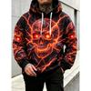 Men's Hoodie Black Neon Green Lightning Skull Print Breathable Soft Pullover Sweatshirt for Streetwear Party Daily Wear