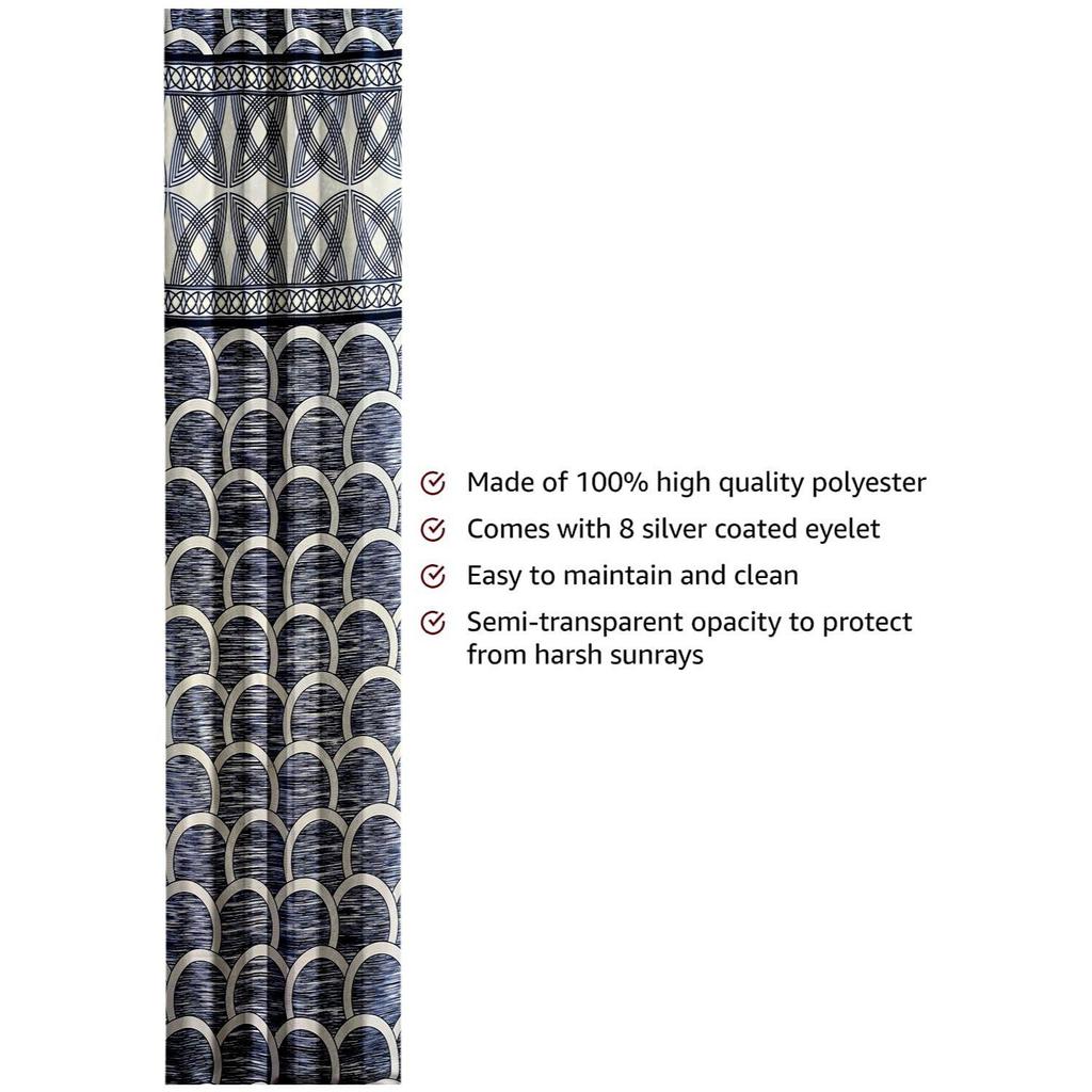 Pack of 2 Sea Ripple Polyester Window Curtains ,Dark Blue