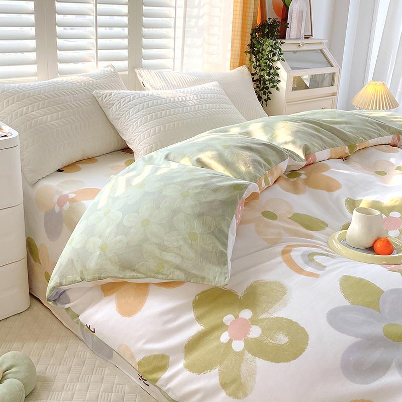 Pure Cotton Jet Printing Duvet Cover 200x230, Floral Plaid Quilt Cover is Comfortable and Breathable, and the Size of Double Bed