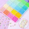 24-Grid DIY 3mm Cream Rice Beads Set for Cross Stitch & Jewelry Making