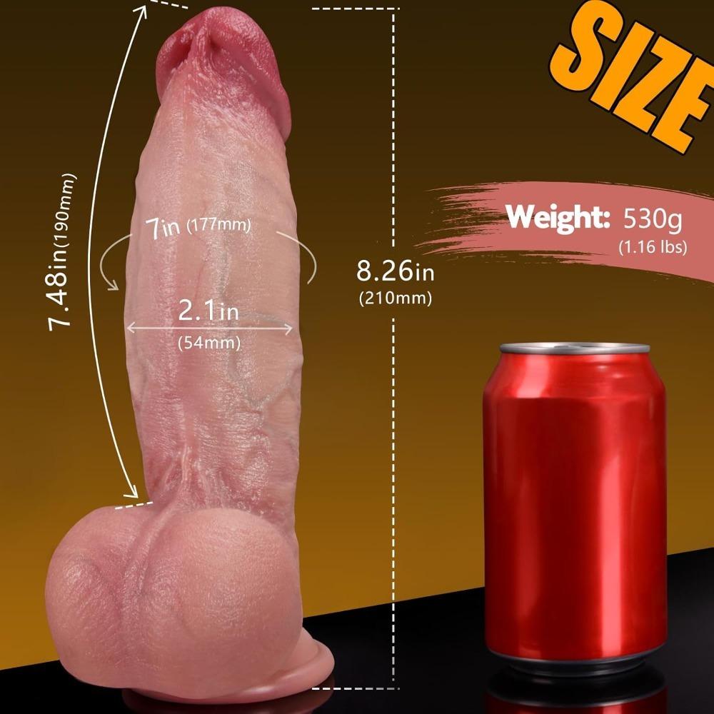 7-Inch Giant Dildo, Dual-Density silicone dildo with powerful suction cup