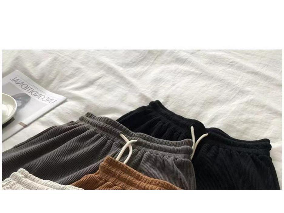 Korean-Style Summer Waffle Knit Women's Loose Wide-Leg Sports Shorts