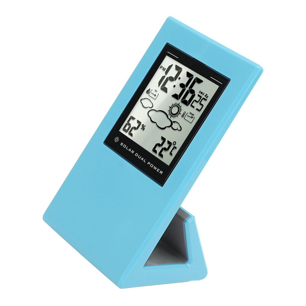 Wther Forcast Clock Solar Battery Powered LCD Display Timing Digital Temperature Humidity Meter for Home School