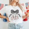 Bow Print Casual Style Summer Fashion Top O-Neck Printed Short Sleeved Women's Street T-Shirt Cartoon Softball Pattern T-Shirt