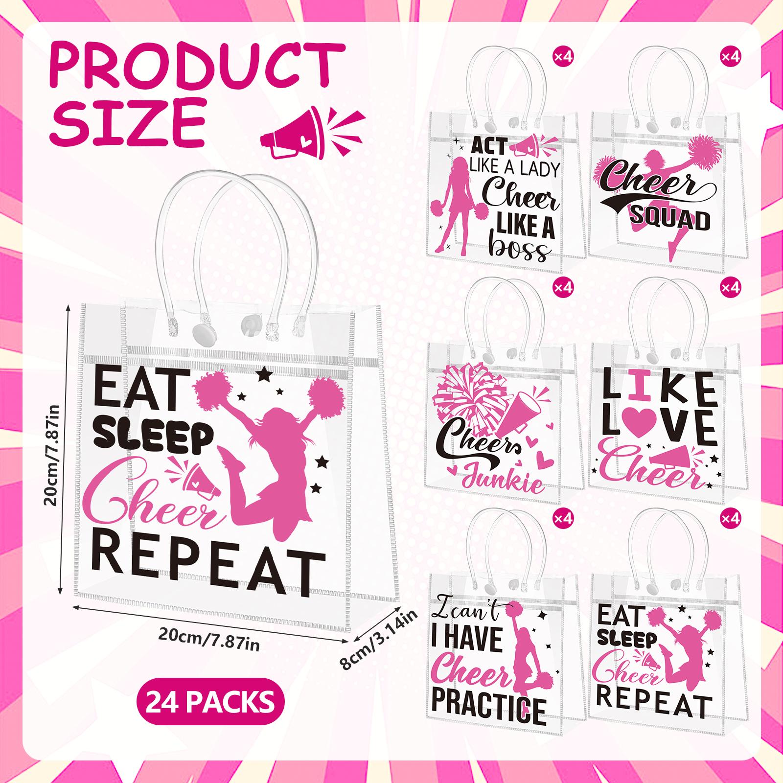 

24Pcs Cheer Clear Pvc Gift Bags With Handles Cheerleader Goodie Treat Candy Bag Cheerleading Theme Present Wrap Tote Bags For Ch 1