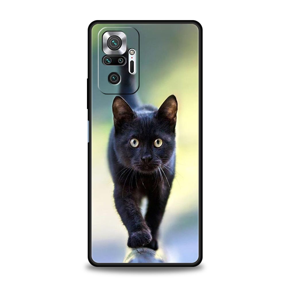 Schwarze Katze Starrendes Auge Handyhülle Für Xiaomi Redmi Note 12 5G 11 10 Pro Plus 9S 9 8 7 9T 8T 10C 9C 9A 5G K50 Gaming Weiche Hülle