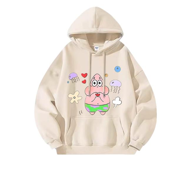 

New 2025 Different Couple Outfits Cartoon Sponge Baby Couple Outfits Autumn Outfits Loose Hoodies for Men and Women S
