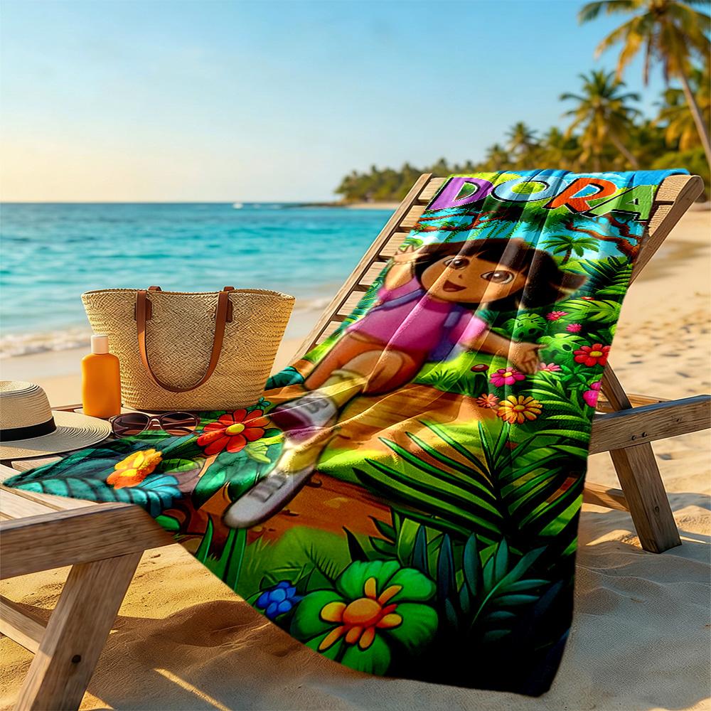 Dora Explorer Beach Towel Soft Durable Quick-Dry Comfortable Lightweight Suitable for Sports, Travel, Swimming, Yoga, Bathroom, Beach, And Pool