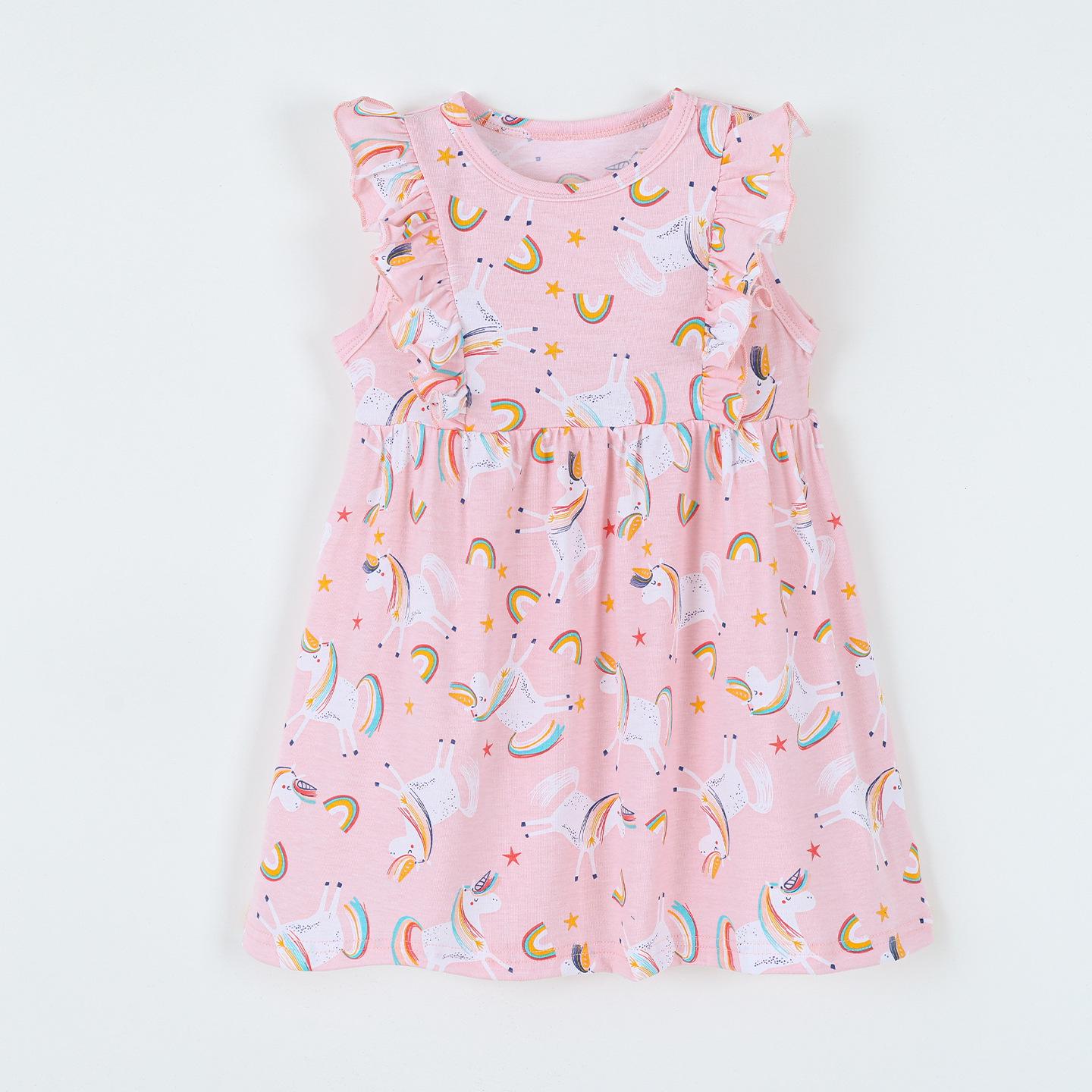 Girls  European Summer Cartoon Lace Princess Dress 110 cm (5 Y) розовый