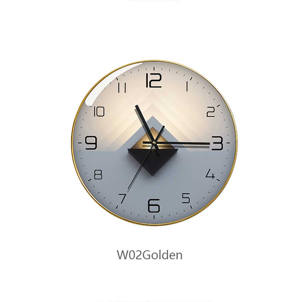 Glass Wall Clock Modern Design Geometric Series Art Round Mute Creative Hanging Home Living Room Bedroom Decoration 12 Inch