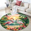 Flamingos Sunset Beach Round Area Rug,Carpet Rug for Living Room Bedroom Sofa Playroom Decor,Non-slip Floor Mat