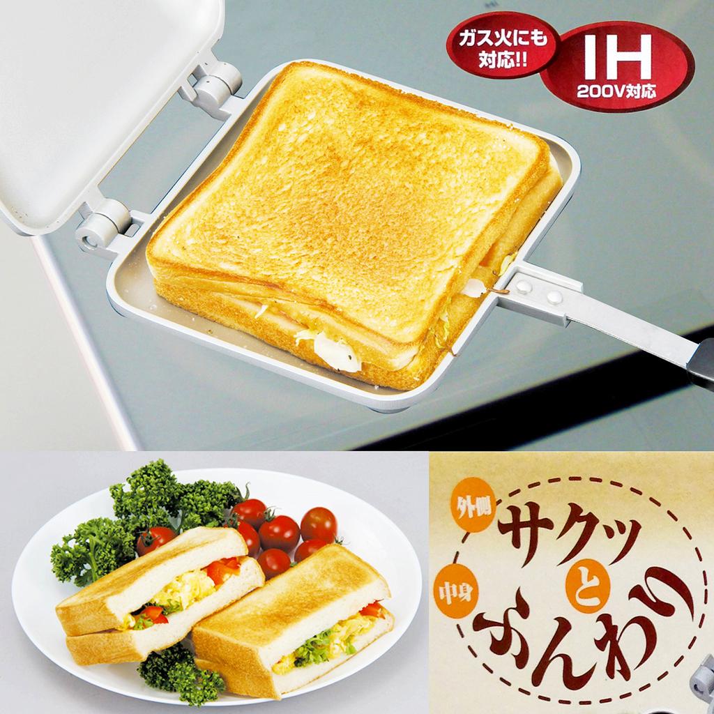 Big Swallow Crispy and Fluffy IH Hot Sandwich Maker, 200V Compatible, Model 6419, Approx. 353mm X 152mm X 36mm (including Handle)