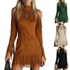 Women's Off-Shoulder Tassel Dress Slim Fit Western for Evening Party