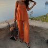 Spring New Arrivals Women's Wear Casual Workwear Solid Color Strappy Straight Leg Pants Fashion Set