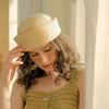 2026 New Summer Beret Sun Hats Straw Pillbox Hat Retro Artistic Painter Hat Women Circle Concave Top Straw Hat Fascinator Hat