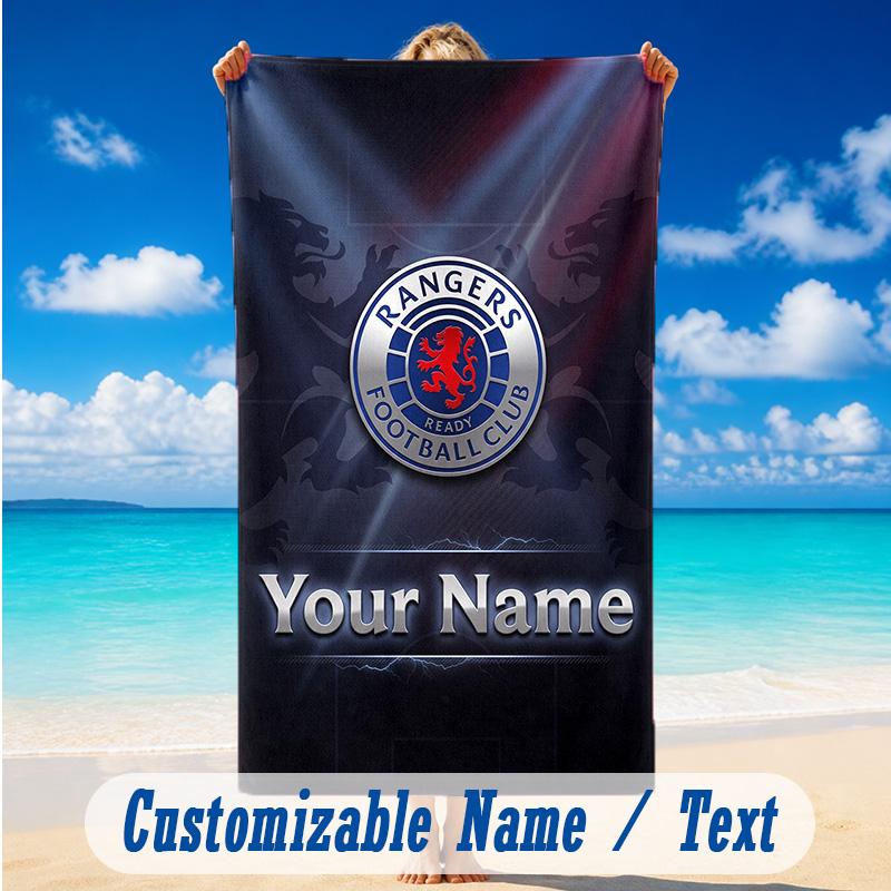 Beach Towel Custom Name Text, Quick Dry Large Towel For Beach HomeRangers FC