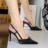 Bow, Thin Heel, High-heeled Shoes with Feminine Temperament, Empty Back Strap, Women's Single Shoes