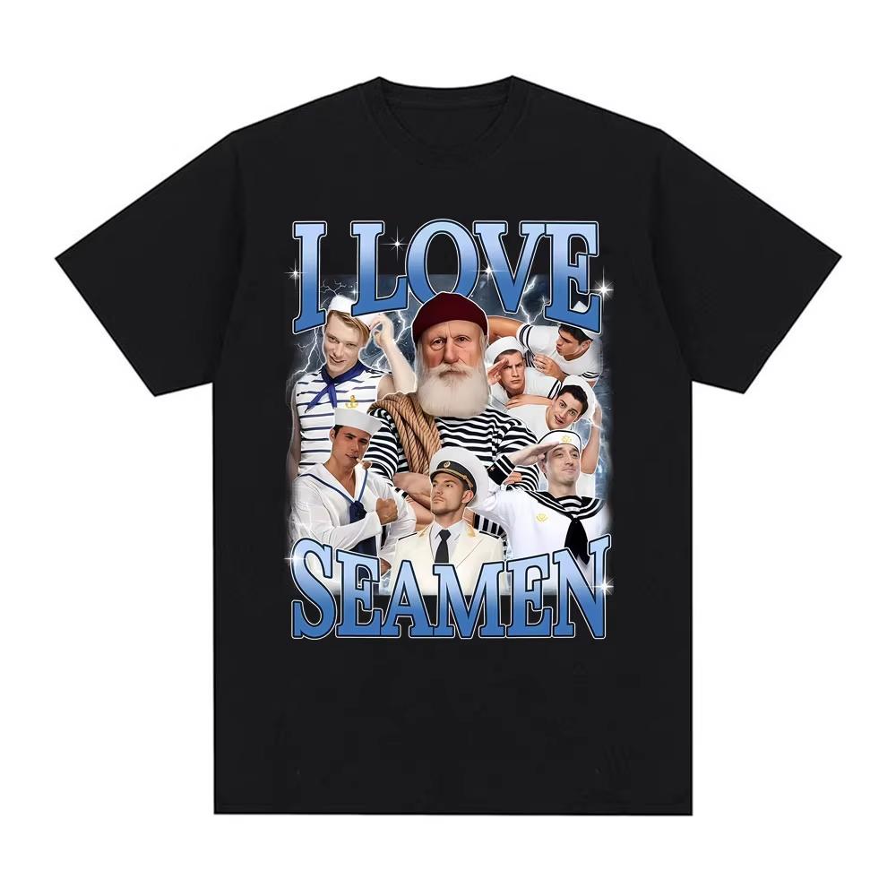

I Love Seamen Cursed Sailor Meme Graphic TShirt Men Women Fashion Pure Cotton T-Shirt Streetwear Oversized O-Neck Loose T Shirts 5XL різнокольоровий