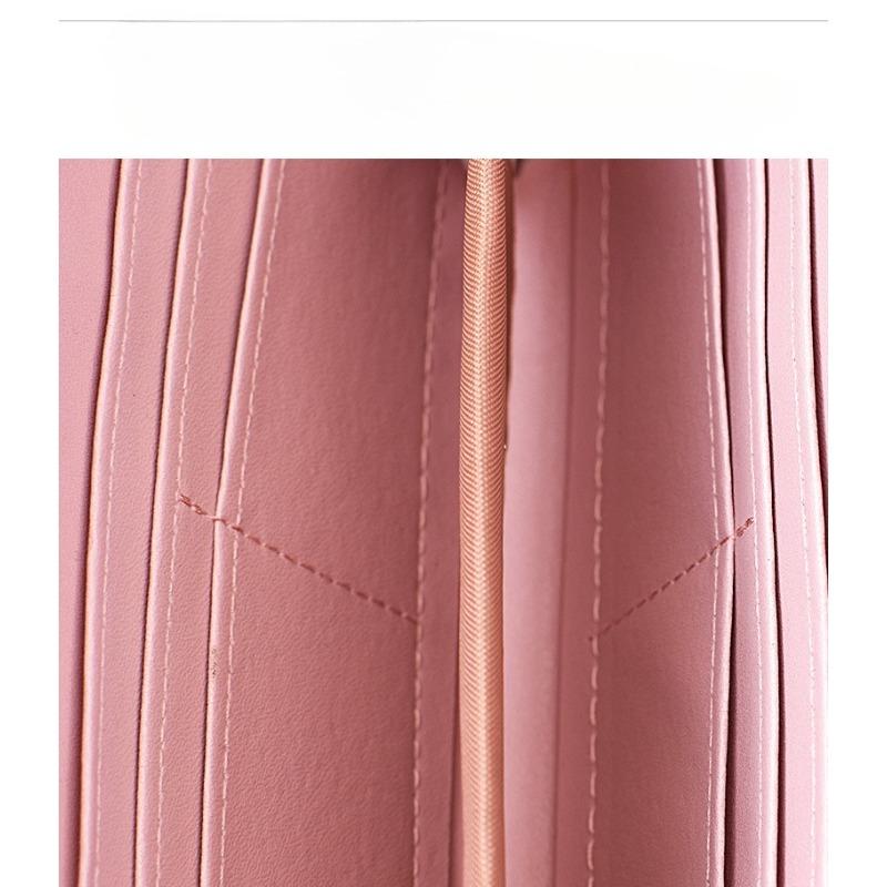 Wallet for women, long, European and American, shiny leather, double zipper handbag, large capacity, double-layer phone bag, frosted wrist wallet