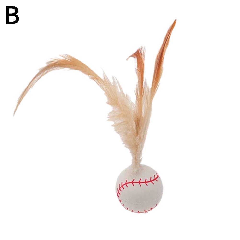 Katzen Spielzeug Feder Kratzball Interaktiv Haustier Elastisch Hühnerfeder Sisalball Fest Bissfest Knabberfest Kätzchen Spielzeug Bal