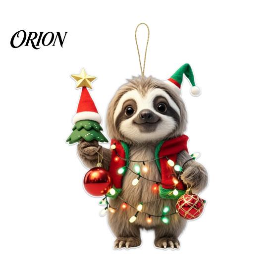 2D Acrylic Holiday Pendant Christmas Animal Ornaments, Cute Flat Hanging Decorative Festival Ornament Decoration for Xmas Tree, Winter Party,