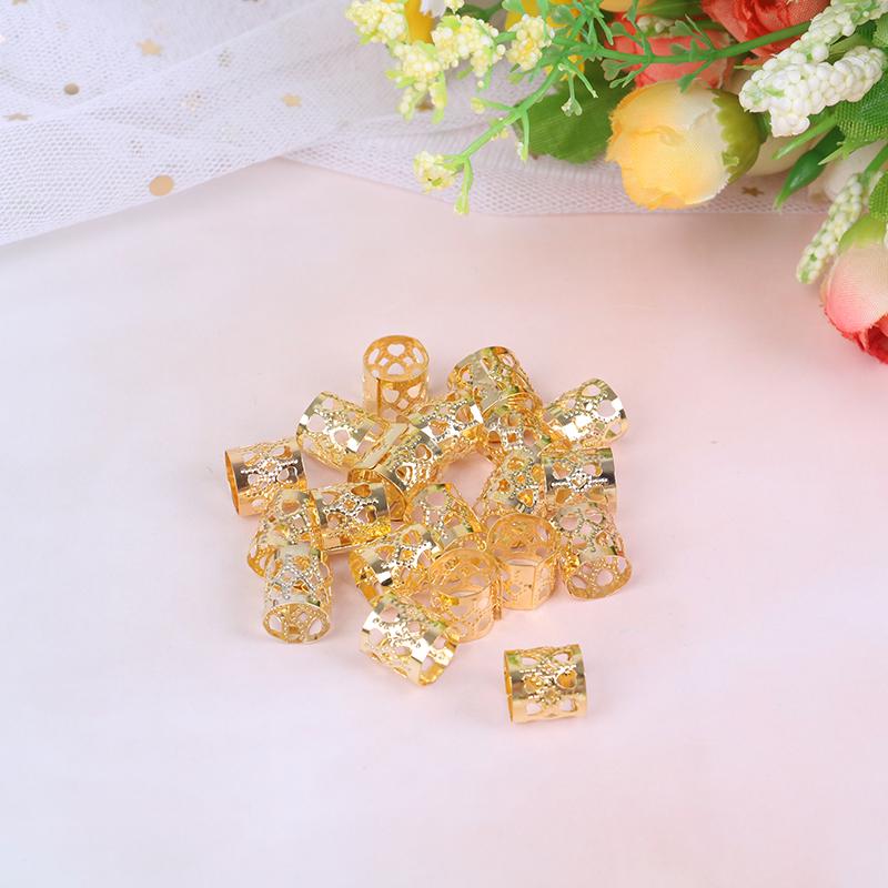 10/20/50/60/100Pcs Metal African Hair Rings Beads Cuffs Tubes Charms Dreadlock Rings clips braid spiral braid hair extension