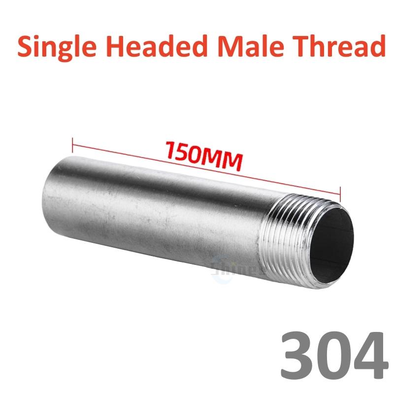 50/200mm Length 1/8" 1/4" 3/8" 1/2" 3/4" 1" -2" single-head Male Threaded Pipe Fittings Stainless Steel SS304 Connector Adapter