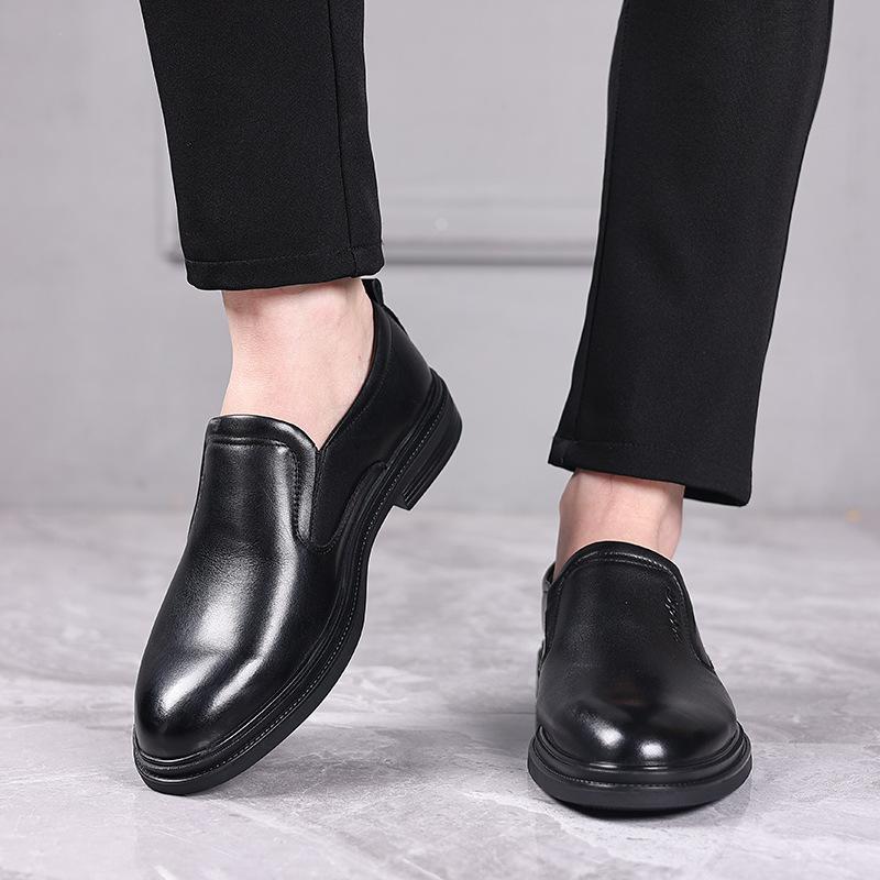 Men's shoes first layer cowhide leather thick sole soft sole comfortable casual shoes round head foot cover men's business casual leather shoes
