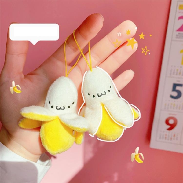 Playful Banana Keychain Toy Soft Plush Keyring Colorful Key Chain Accessories for Women and Men Car Interior Decoration