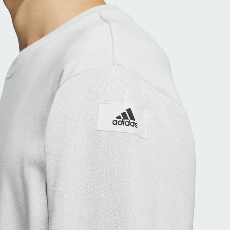Adidas Sportswear Lounge Crewneck Sweatshirt with Monochrome Letter Logo Men Tops Silver-Grey IK2795