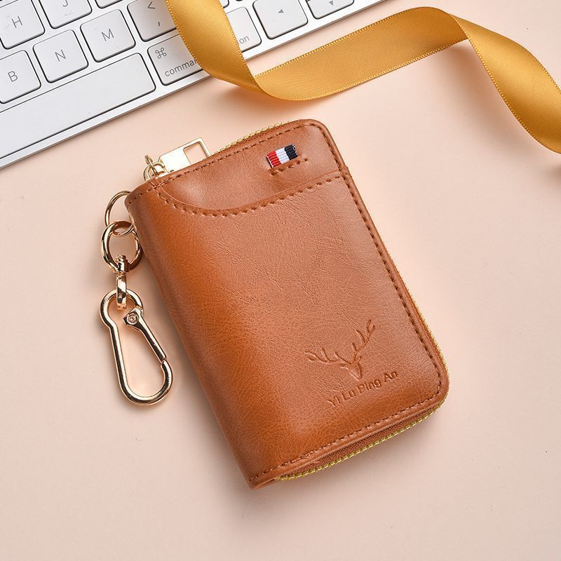 Multifunctional Car Key Case With Zipper And Soft Pu Material For Travel And Commuting