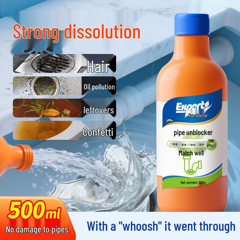 Powerful Pipe Dredger for Toilet Bowls & Kitchen Waterways - Dissolves Heavy Oil Stains, Removes Blockages, and Deodorizes Odors.