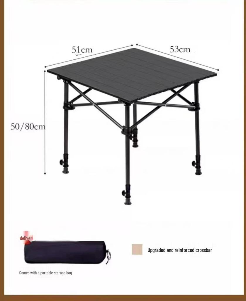 Verstellbarer Outdoor-Klapptisch für Grillen, Picknick und All-Terrain-Einsatz