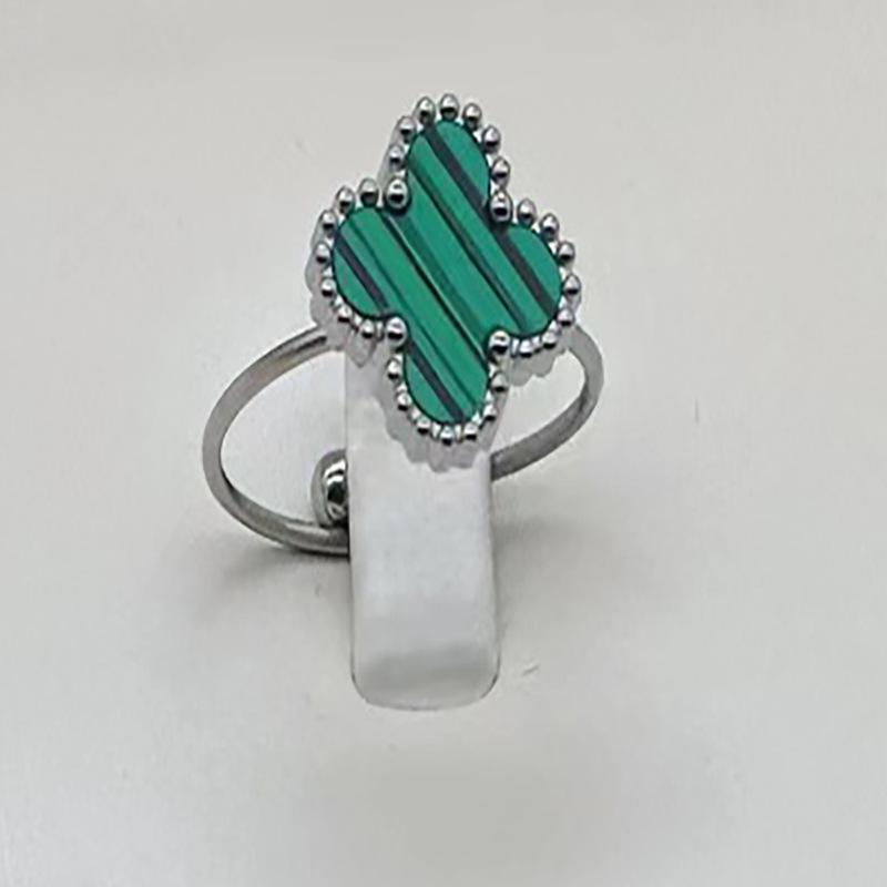 High Version Of The Four-Leaf Clover Ring Does Not Fade Opening Adjustable Titanium Steel Ring Simple Versatile Women's Ring