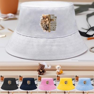 Bucket Hat With the Lion of Judah Cross Print , Sun Cap Fashion Spring Lightweight Fishing Hat