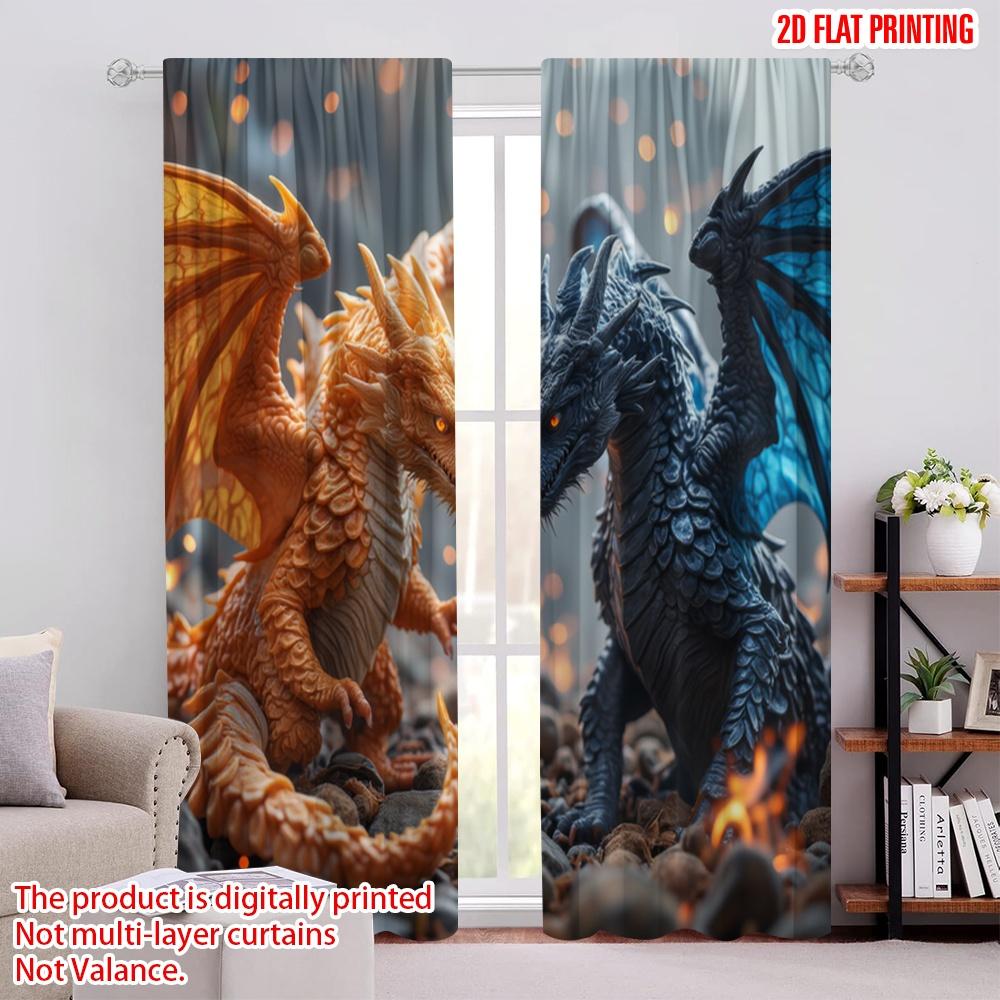 

2pcs,2D plane printing Curtains Fiery Battle Polyester (without rod) Holiday for Various Room Types 52.50 × 116.00 cm 2 pcs