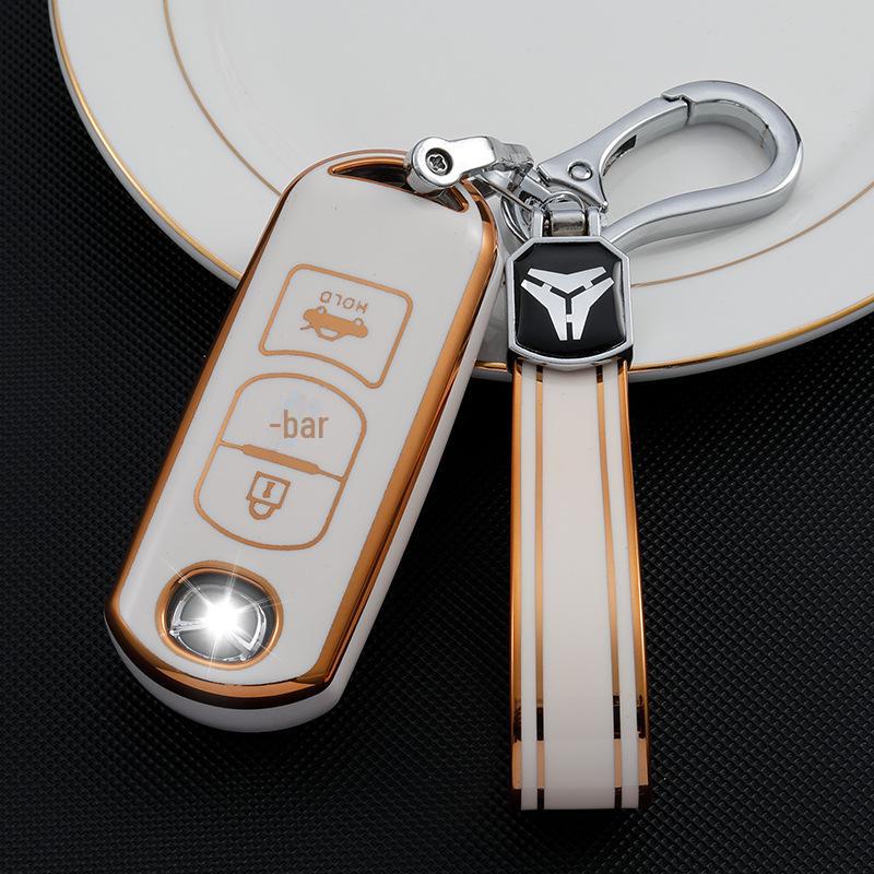 Husă cheie cu ramă aurie pentru modelele Mazda CX-30, Atez, CX-4, CX-5, CX-8 cu 2/3 butoane