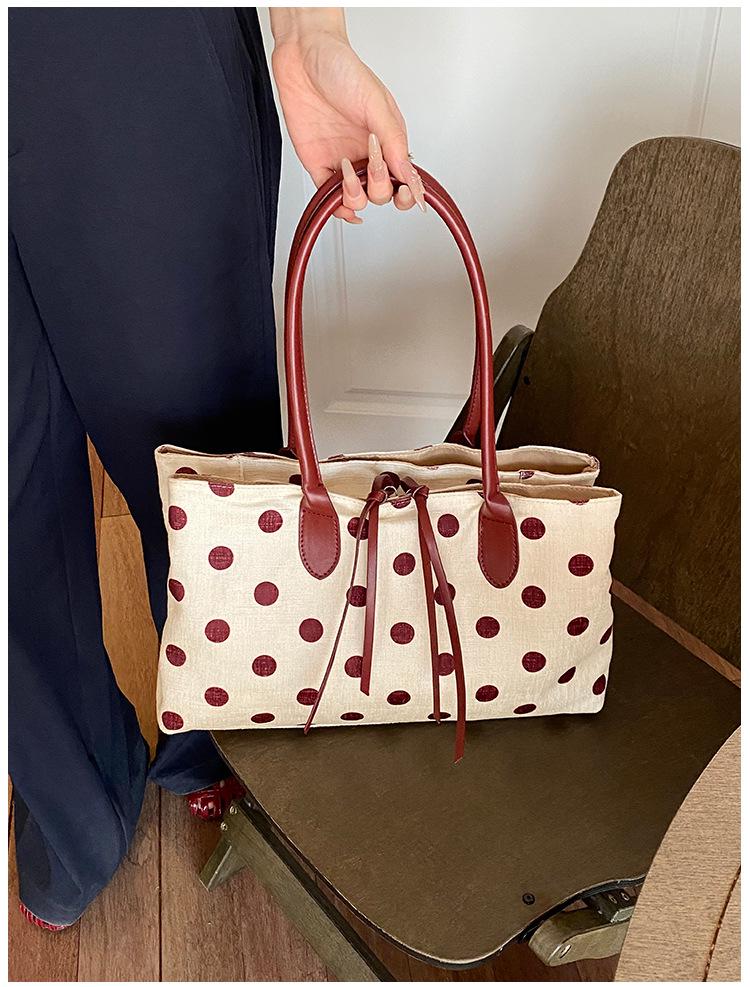 Women's Large Capacity Polka Dot Tote - Stylish 2026 Casual Shoulder Bag for Work and Commute